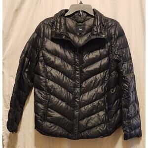 GAP Women’s Black 90% Down Chevron Quilted Puffer Jacket Lg